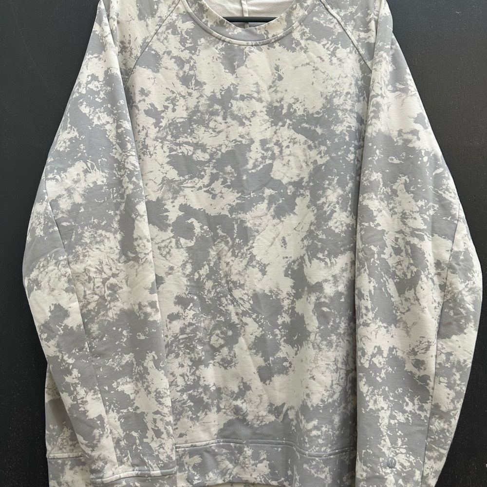 Lululemon Men's Sweatshirt White and Grey Tie Dye